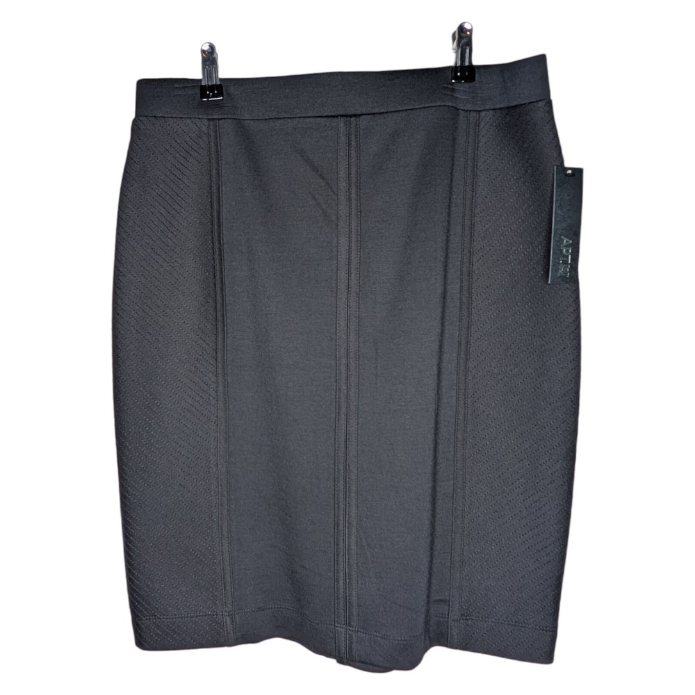 Apt. 9 Ponte Stitched Straight Pencil Skirt Medium Black Tie Style NWT NEW Kohls